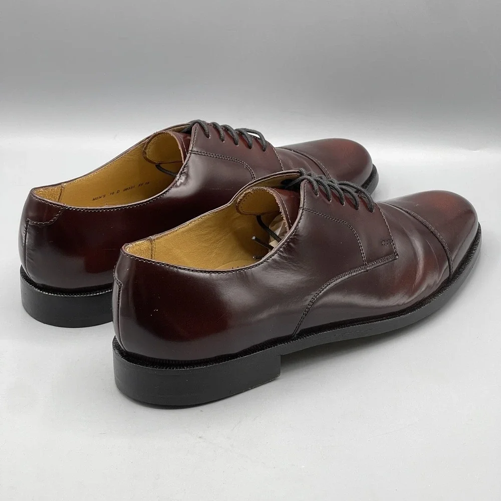 Cole‎ Haan Men's 10 Shoes Leather Brown Cap Toe Mahogany Oxford Caldwell
